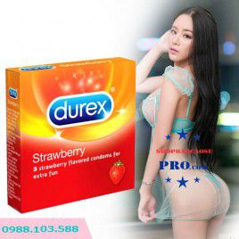 Combo 4 Hộp Bao cao su Durex Strawberry - Hưng phấn với hương dâu quyến rũ xuyên suốt cuộc yêu