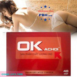 Bao cao su gia đình Ok Achoi (Mẫu Mới OK ACHƠI) với hương dâu quyến rũ- Hộp lớn 144 chiếc