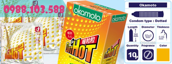 Bao cao su Okamoto Dot De Hot 1350 hạt gai nổi