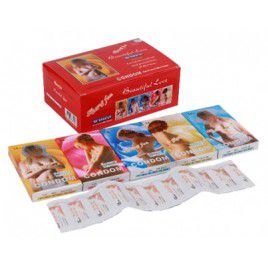 Bao cao su gai Beautiful Love Hương Dâu Kết hợp Gai Chạy Dọc Thân Bao - hộp 120 Chiếc