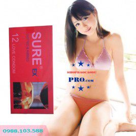 Bao cao su Sure đỏ Hương Bạc Hà – Siêu mỏng – Gân gai cực đã – Giá siêu mềm